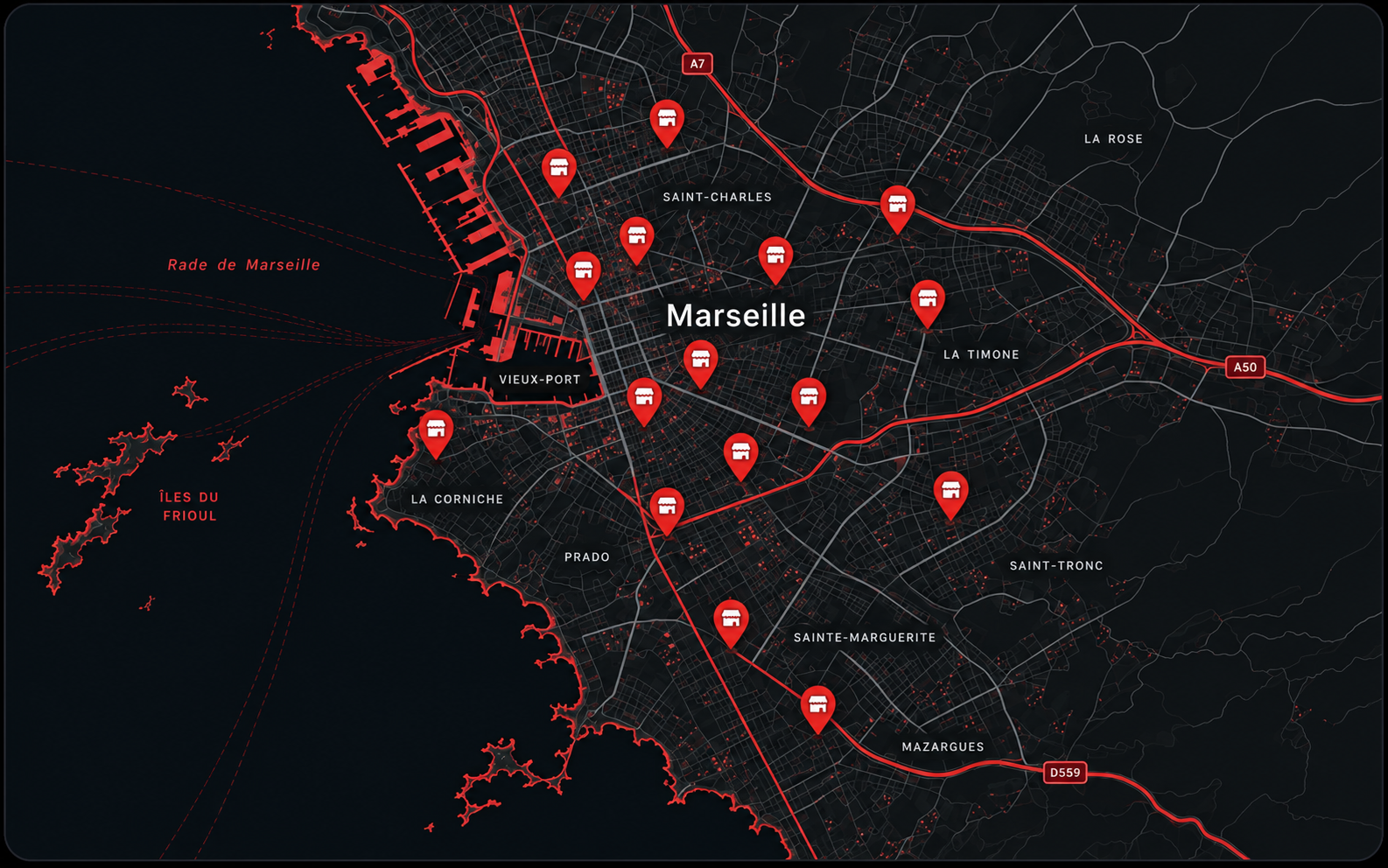 Carte de France des points de vente Transcash
